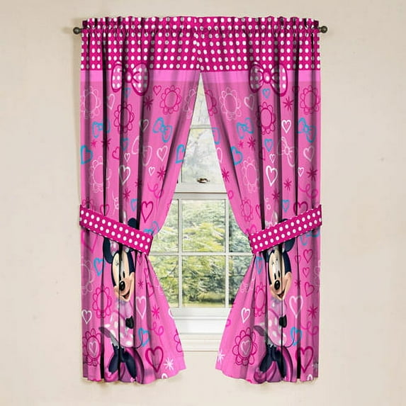 Minnie Mouse Girls Bedroom Curtains, 2 Piece