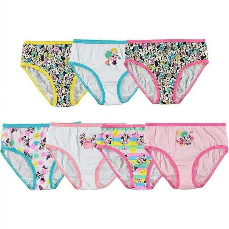 Minnie Mouse, Girls Brief Underwear, 7 Pack Panties (Little Girls