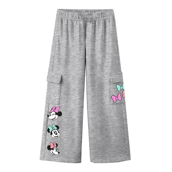 Disney Minnie Mouse Girls Graphic Cargo Fleece Sweatpants, Sizes 4-16