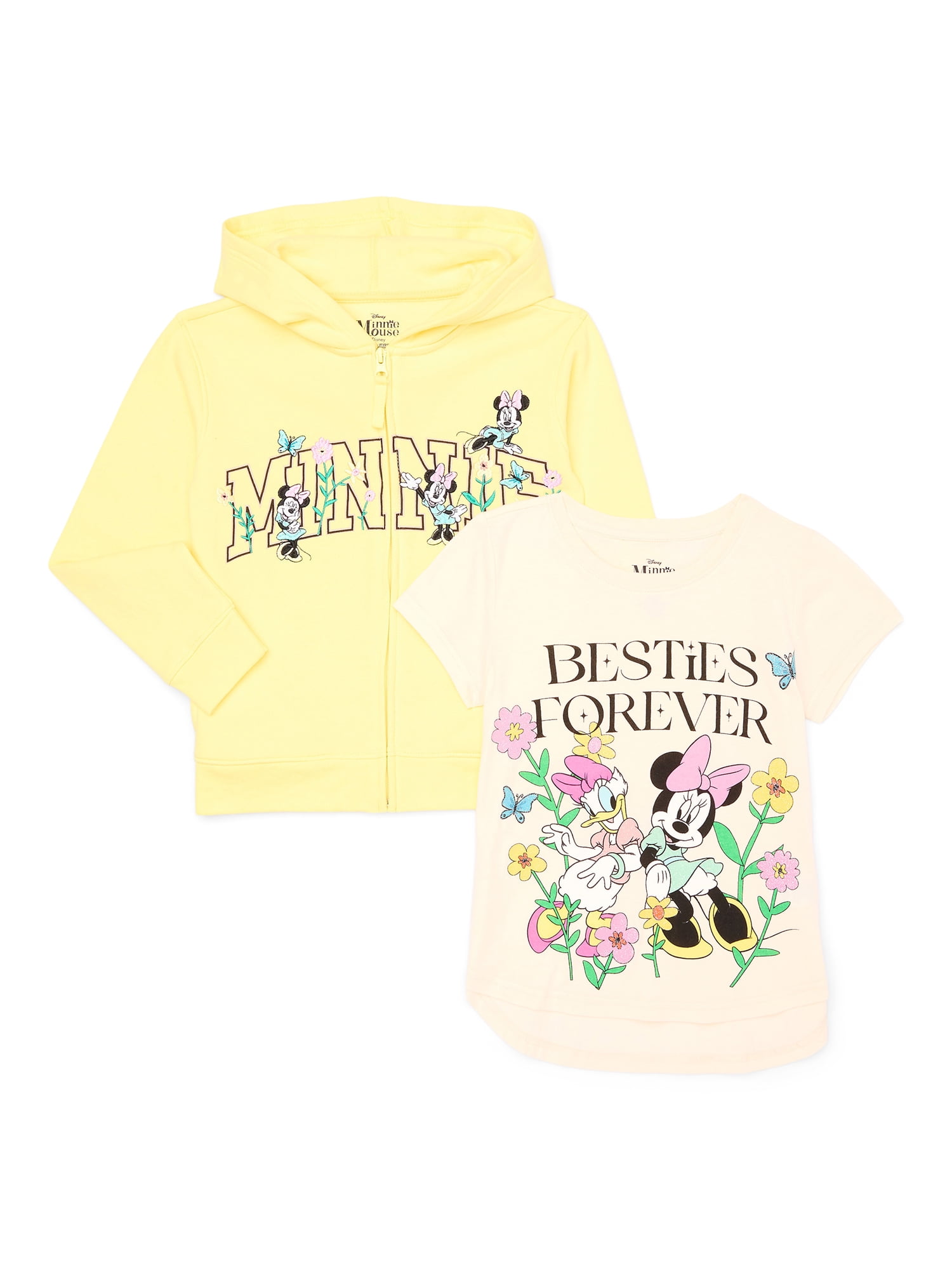 Disney - Brandclub - Minnie Mouse Girls Embroidered Zip Hoodie and 