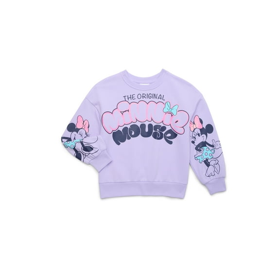 Minnie Mouse Girls' Glitter Graphic Fleece Sweatshirt, Sizes 4-16