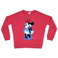 thumbnail image 1 of Minnie Mouse Girls Juniors Crewneck Sweatshirt - Raised Patch Eye Batting Minnie Image (Large), 1 of 1