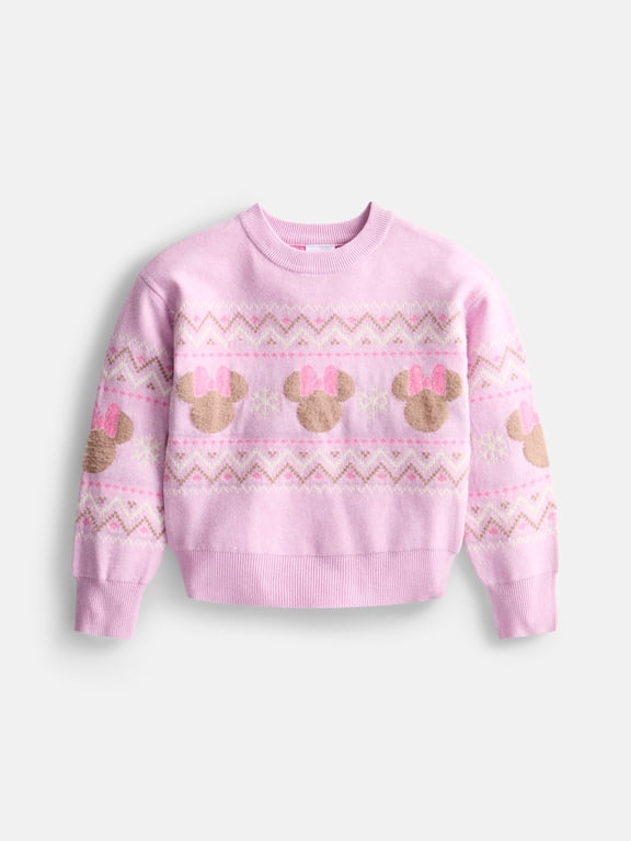 Girls Graphic Crewneck Sweater with Long Sleeves, Sizes 4-18