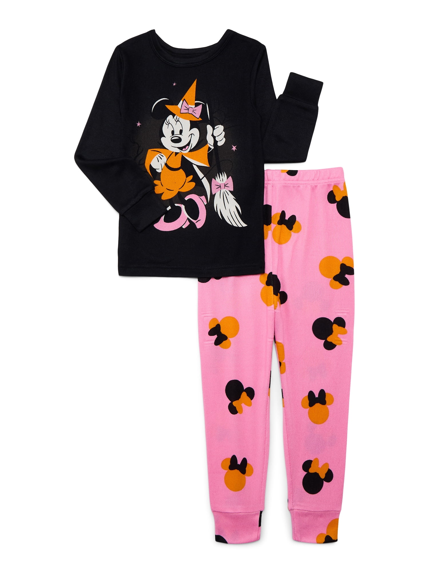 Disney Minnie Mouse Girls Halloween Long Sleeve Top and Pants Pajama Set, 2-Piece, Sizes 4-10