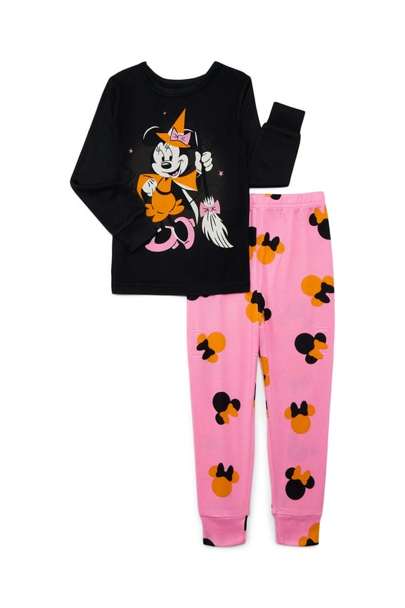 Disney Minnie Mouse Girls Halloween Long Sleeve Top and Pants Pajama Set, 2-Piece, Sizes 4-10