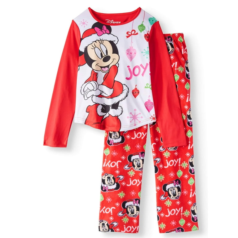 Minnie Mouse Girls Poly 2 Piece Christmas Pajama Sleep Set Walmart