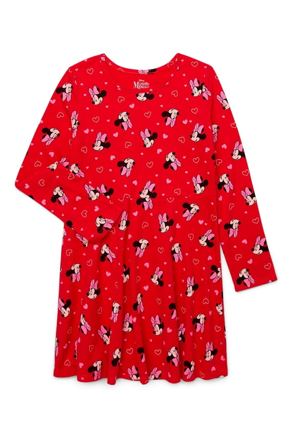 Girls Print Skater Dress with Long Sleeves, Sizes 4-16