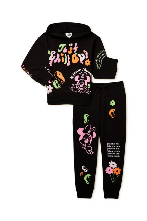 Girls Retro Hoodie & Jogger 2-Piece Outfit Set, Sizes 4-16
