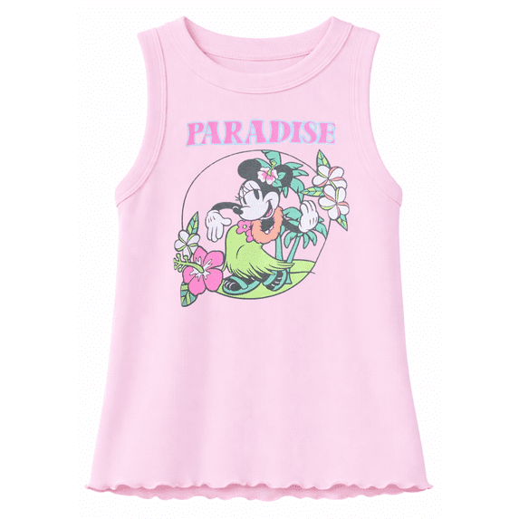 Minnie Mouse Girls Ruffle Bottom Tank Top, Sizes 4-12