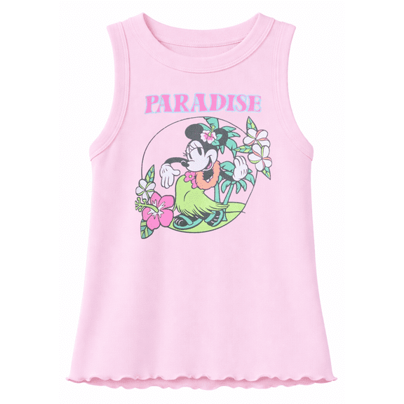 Minnie Mouse Girls Ruffle Bottom Tank Top, Sizes 4-12
