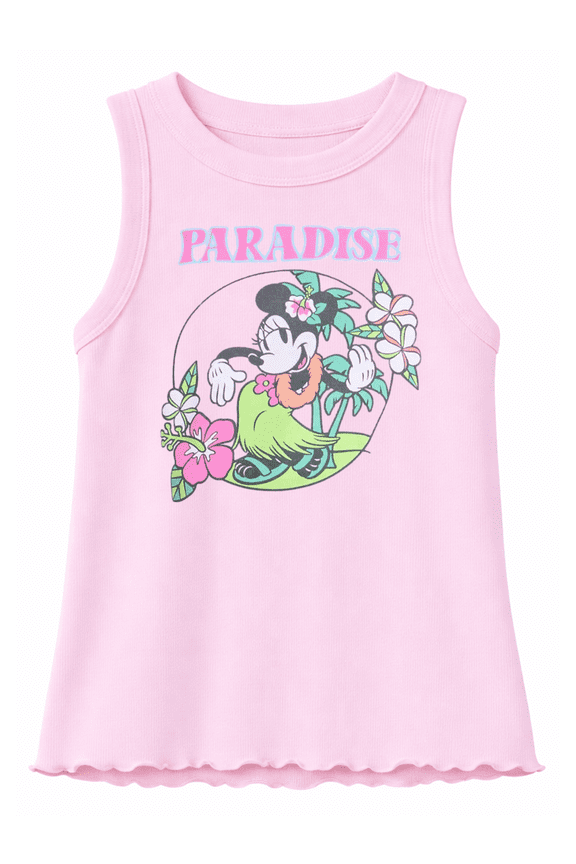 Minnie Mouse Girls Ruffle Bottom Tank Top, Sizes 4-12