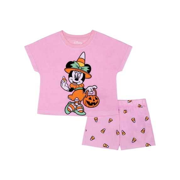 Minnie Mouse Girls Short Sleeve Top and Short Pajama Set, 2-Piece, Sizes 4-12