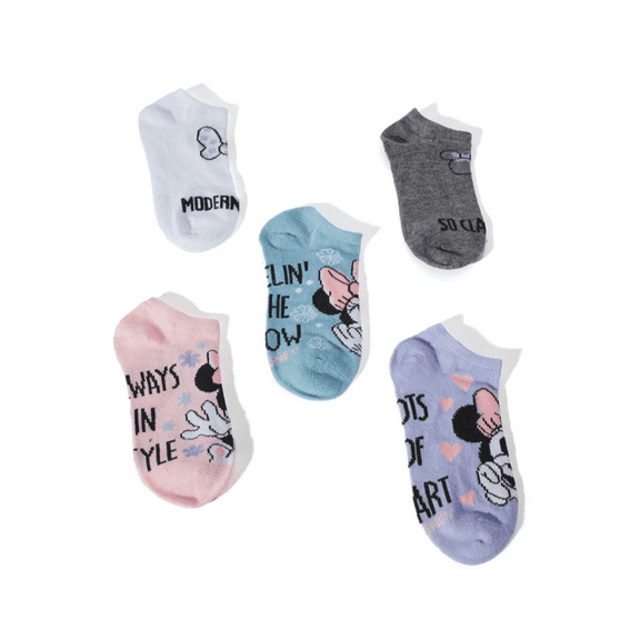 Minnie Mouse Girls' Socks 5-Pack – Pink Combo Graphic Designs
