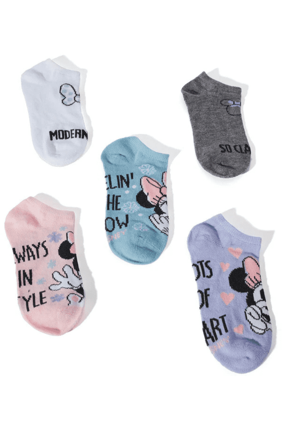Minnie Mouse Girls' Socks 5-Pack  Pink Combo Graphic Designs