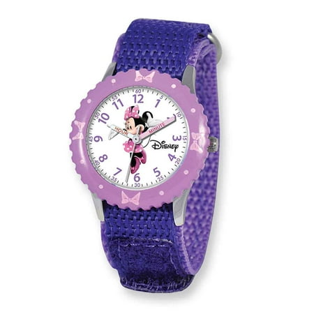 Minnie Mouse Girls' Stainless Steel Watch, Purple Strap