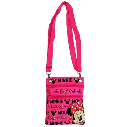 Disney Minnie Mouse Pink Zip-Up Passport Bag, Crossbody
