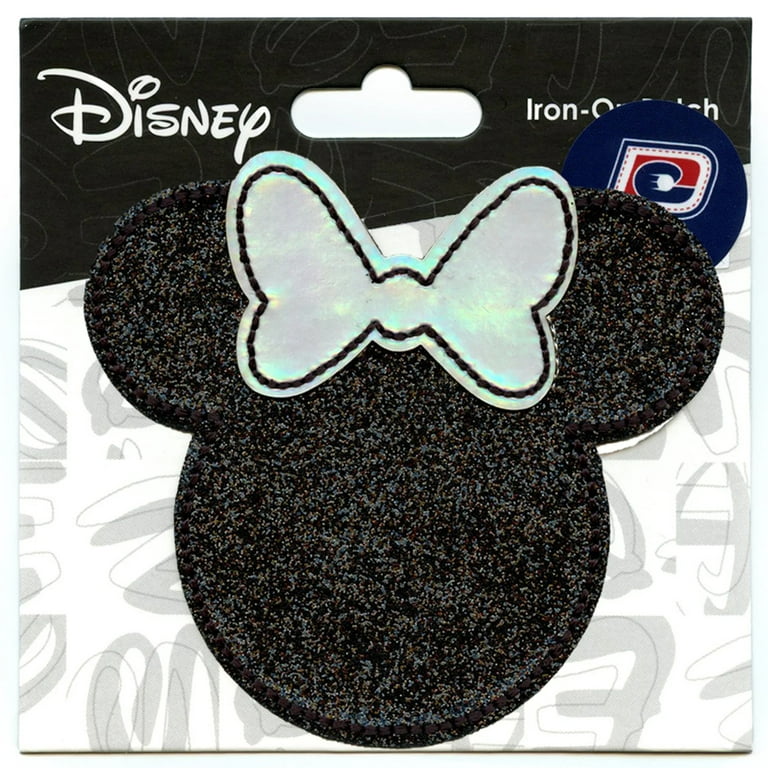 Minnie Mouse Glitter Head Patch Holographic Bow Disney Applique