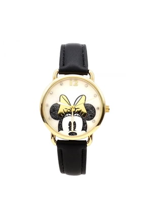 Minnie Mouse Golden Bow Analog Watch with Black Band