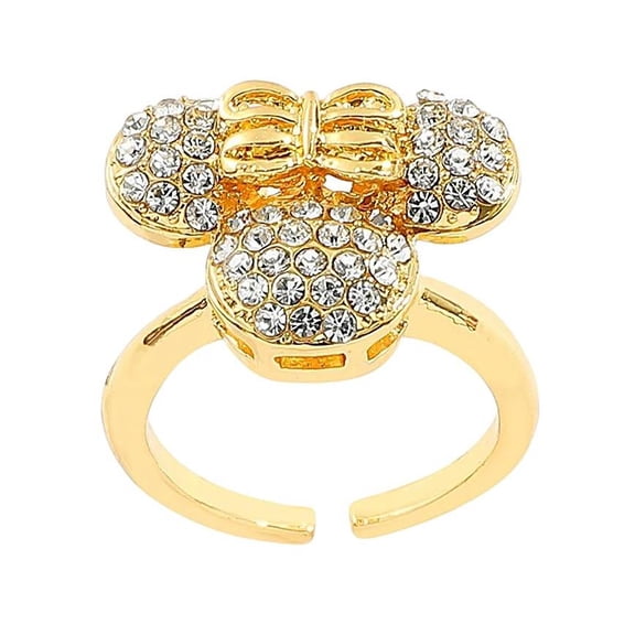 Minnie Mouse Goldtone with Rhinestones Adjustable OSFM Finger Ring