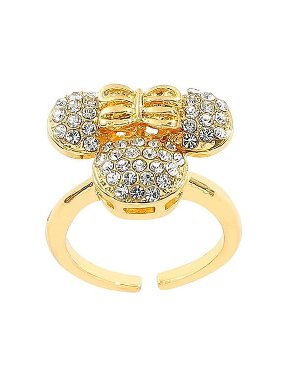 Minnie Mouse Goldtone with Rhinestones Adjustable OSFM Finger Ring