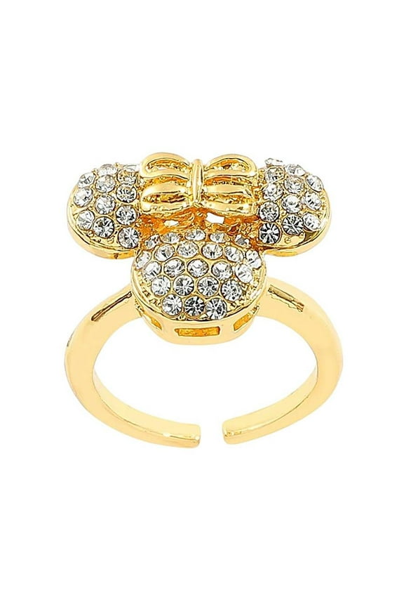 Minnie Mouse Goldtone with Rhinestones Adjustable OSFM Finger Ring
