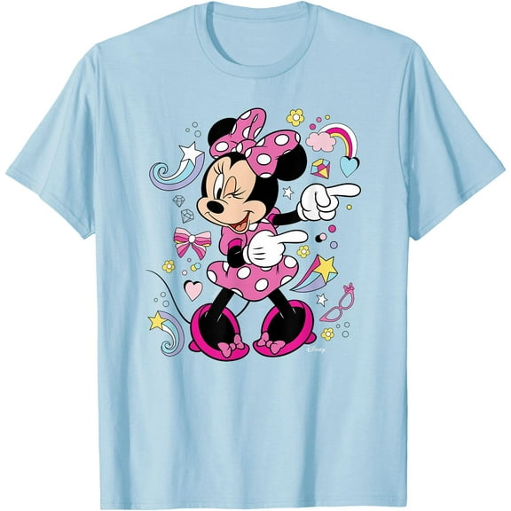 Minnie Mouse Graphic Only Cute DTG Print Unisex T-Shirt,Light Blue Color,Size 4XL