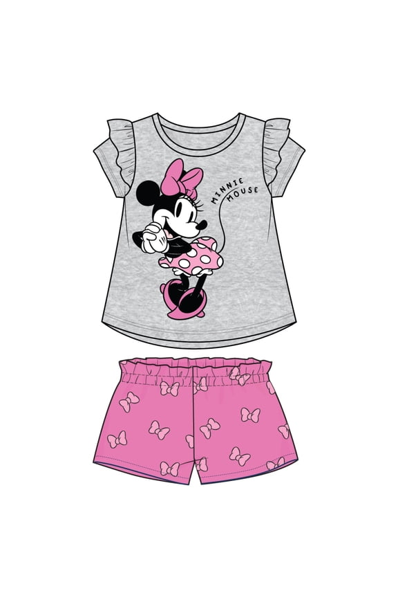 Minnie Mouse Gray & Pink Short Set Toddler