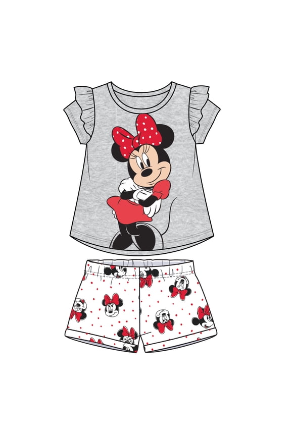 Minnie Mouse Gray & White Short Set Girls