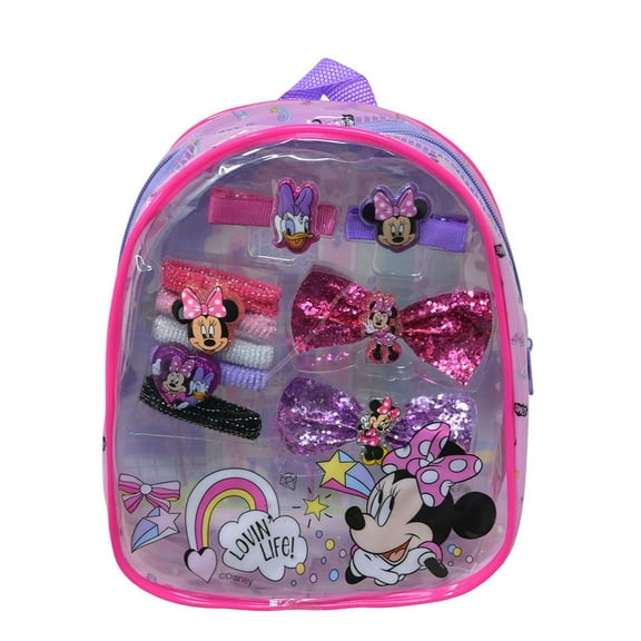 Minnie Mouse Hair Accessory Backpack- Bow's with Alligator Clips, Hair Ties, Backpack Ages 3+