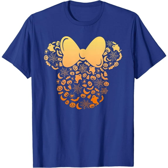 Minnie Mouse Halloween Ghosts & Pumpkins Gradient DTG Print Unisex T-Shirt,Royal Blue Color,Size 3T