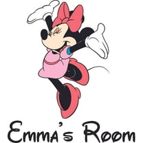 Minnie Mouse Happy Face Childrens Personalized Wall Decal Custom Vinyl Wall Art - Personalized Name - Baby Girls Boys Kids Nursery Daycare Wall Room Decor Wall Stickers Decorations Size (20x12 inch)