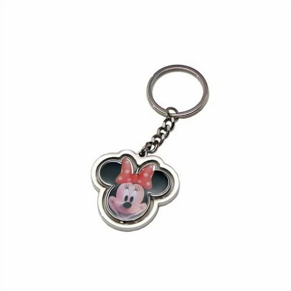 Minnie Mouse Head Spinning Pewter Keychain