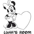 thumbnail image 1 of Minnie Mouse with Heart Cartoon Customized Wall Decal - Custom Vinyl Wall Art - Personalized Name - Baby Girls Boys Kids Bedroom Wall Decal Room Decor Wall Stickers Decoration Size (27x30 inch), 1 of 1