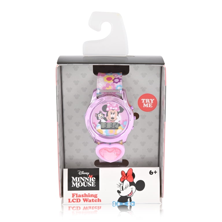 Disney Minnie Mouse Female Child Pink and Purple LCD Watch 