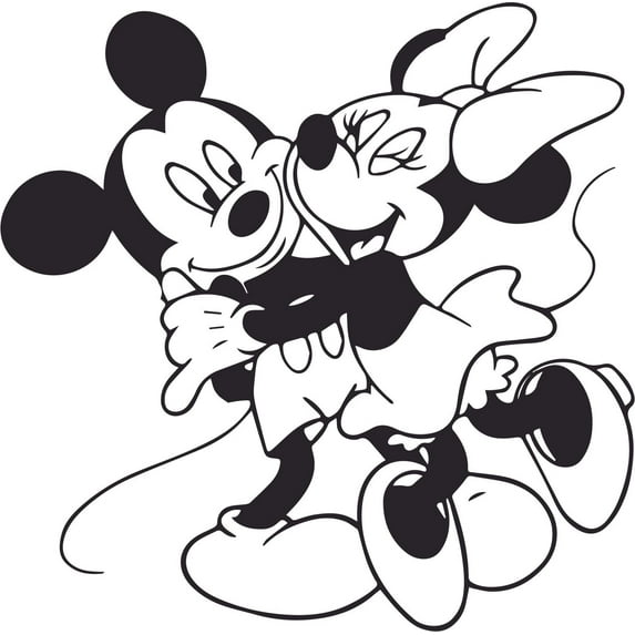 and Minnie Mouse Hugging Customized Name Wall Decal - Custom Vinyl Wall Art - Personalized Name - Baby Girls Boys Kids Bedroom Wall Decal Room Decor Wall Stickers Decoration Size (10x10 inch)