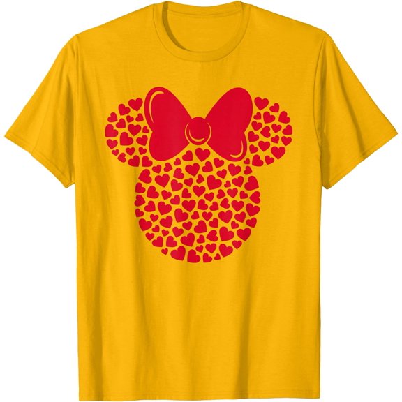 Minnie Mouse Icon Filled with Hearts DTG Print Unisex T-Shirt,Gold Color,Size YXS