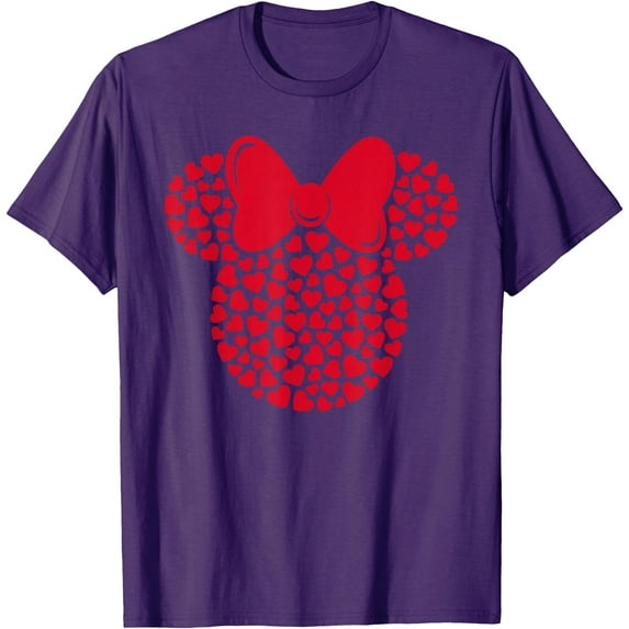 Minnie Mouse Icon Filled with Hearts DTG Print Unisex T-Shirt,Purple Color,Size XL