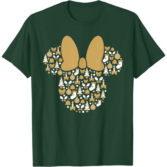 Minnie Mouse Icon Holiday Cheer DTG Print Unisex T-Shirt,Forest Green Color,Size M