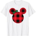 thumbnail image 1 of Minnie Mouse Icon Holiday Plaid with Holly Christmas DTG Print Unisex T-Shirt, 1 of 5