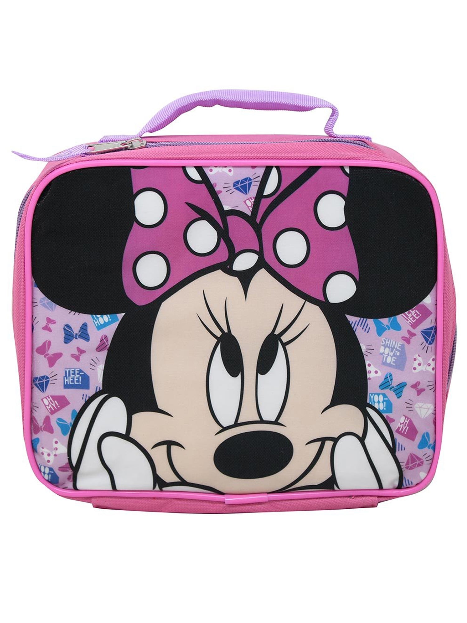 Disney Minnie Mouse Insulated Lunch Bag Pink I Love Rainbows Stars