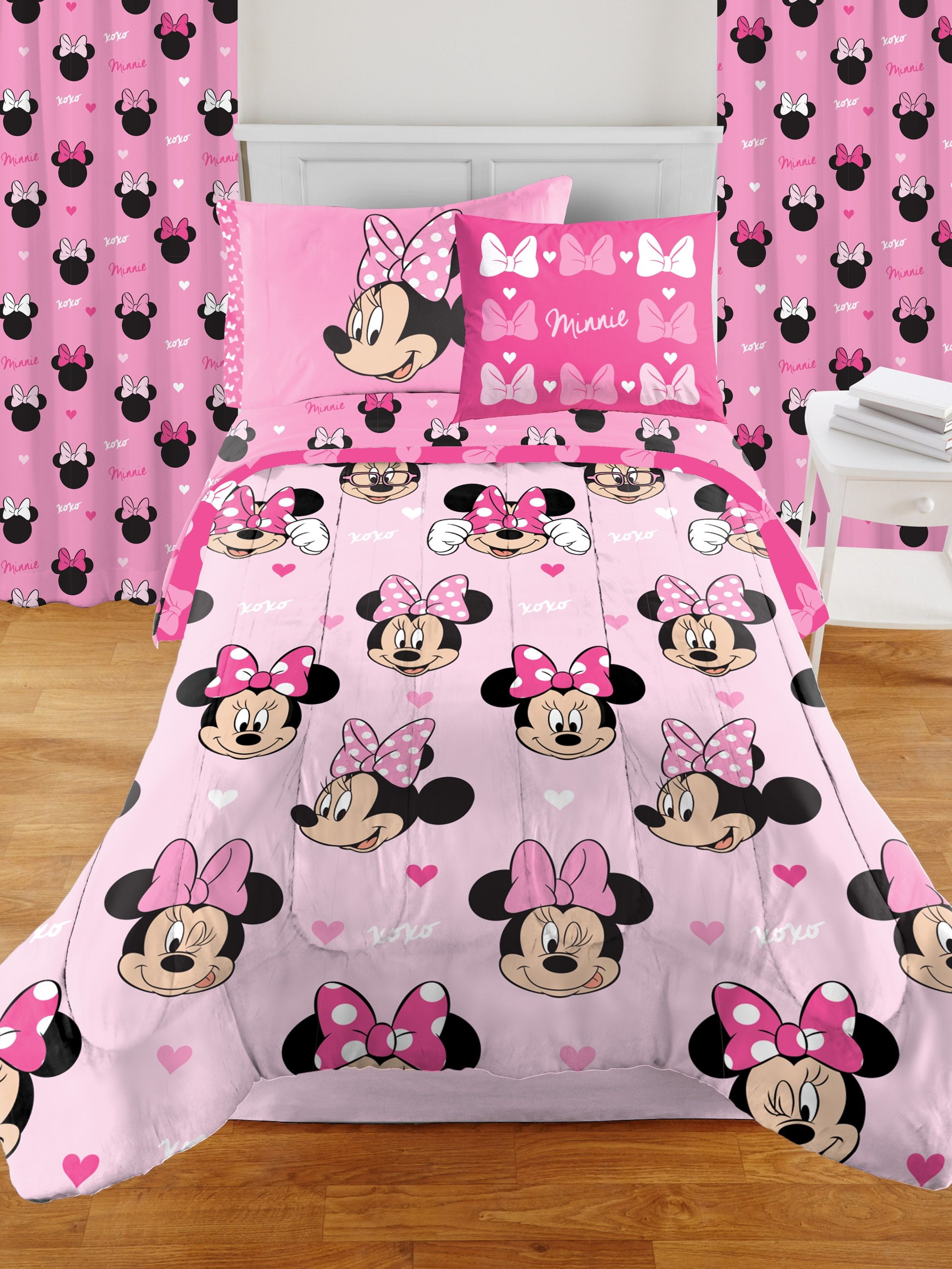 Minnie Mouse Kids 9-Piece Room in a Box Bedding and Drapes Set, Microfiber, Disney, Pink