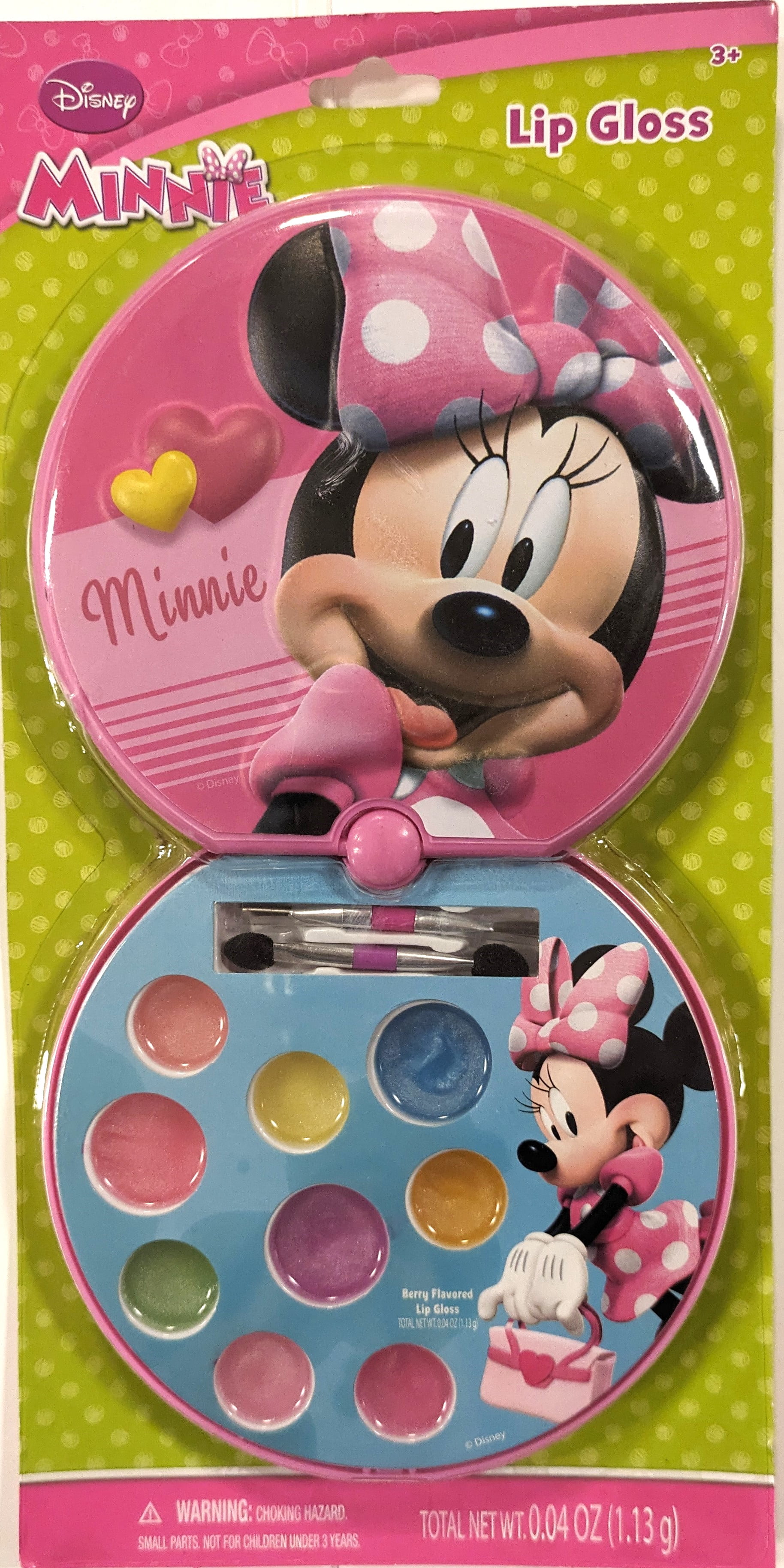 Minnie Mouse Lip Gloss Compact Berry Flavored 9 colors Lip Gloss with brush - Walmart.com