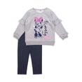 thumbnail image 1 of Minnie Mouse Long Sleeve Ruffle French Terry Top and Printed Leggings, 2pc Outfit Set (Toddler Girls), 1 of 3