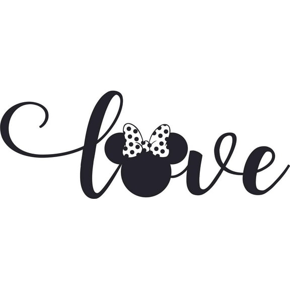 Minnie Mouse Love Logo Cartoon Design Customized Name Wall Decal - Custom Vinyl Wall Art - Personalized Name - Baby Girls Boys Bedroom Wall Decal Room Decor Wall Sticker Decoration Size (40x35 inch)