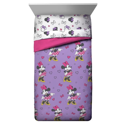 Minnie Mouse Love Novelty Microfiber Comforter, Full Size, Purple