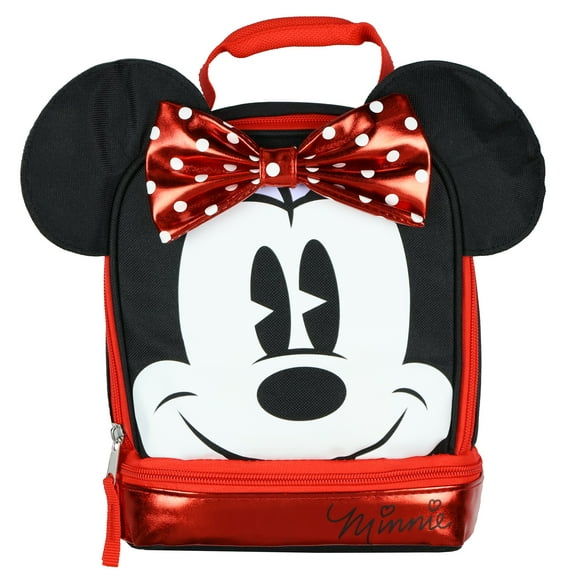 Minnie Mouse Lunch Box Minnie3D Metallic Design Dual Compartment Insulated Lunch Bag Tote 10"