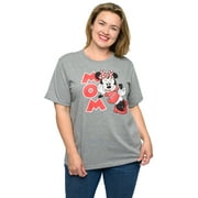 Minnie Mouse Mom T-Shirt Short Sleeve Disney Women's Plus Size Gray Red