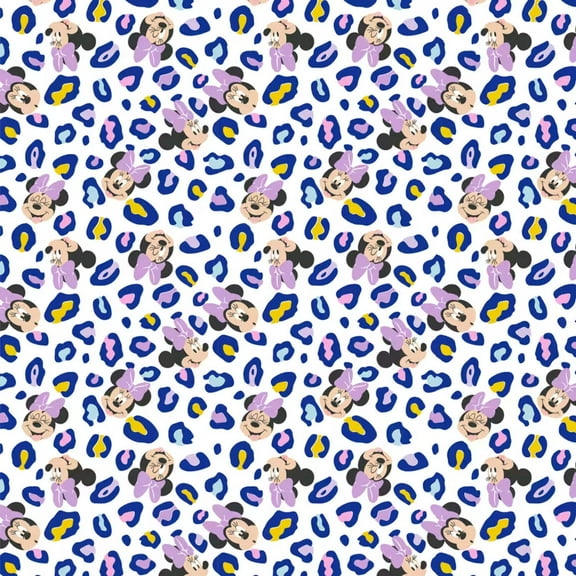 Minnie Mouse Multicolor Leopard Print Cotton Fabric