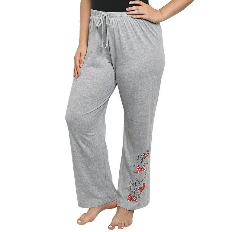 Minnie Mouse Pajama Pants Disney Womens Plus Size Lounge Wear Gray 