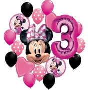 Minnie Mouse Party Supplies 4th Birthday Balloons Bundle with Character Mylar Balloons Heart Balloons and Big Number
